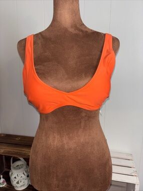 Aerie bikini Scoop Top orange Padded size LG Vibrant Colorful New With Tags